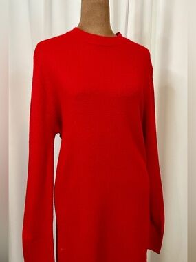 NWOT. Lands' End Red Knit Long-Sleeve Sweater Dress